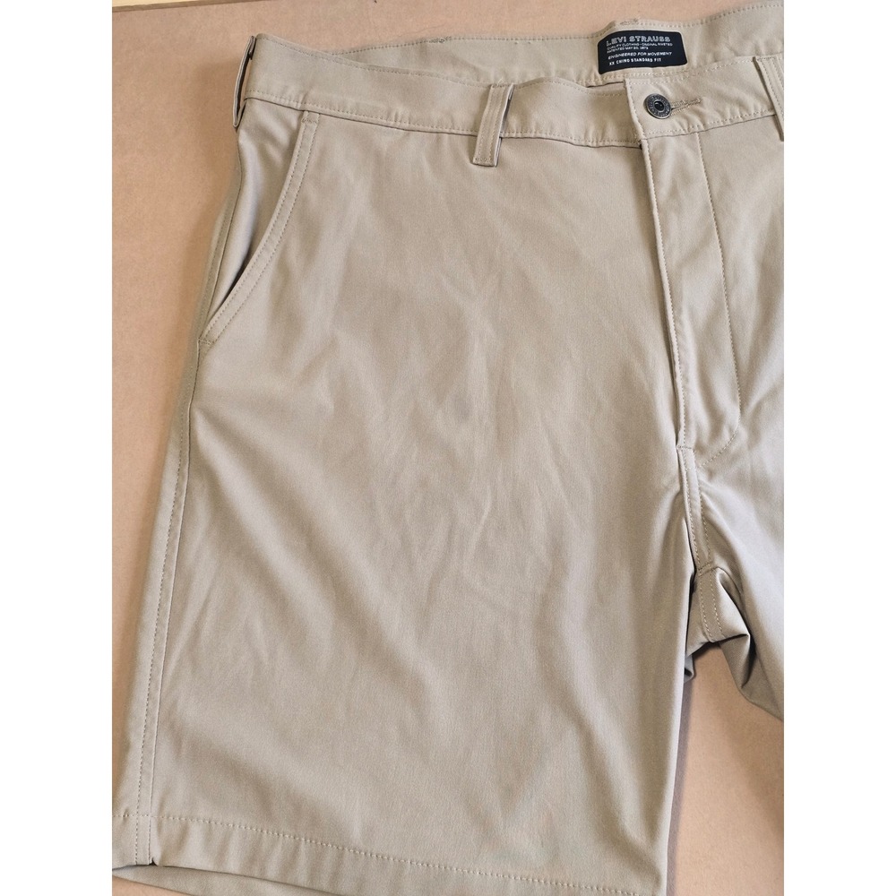 😀Levi Strauss XX Chino Standard Fit Shorts Mens 38 Tan Khaki Flat Front Stretch - Picture 2 of 16